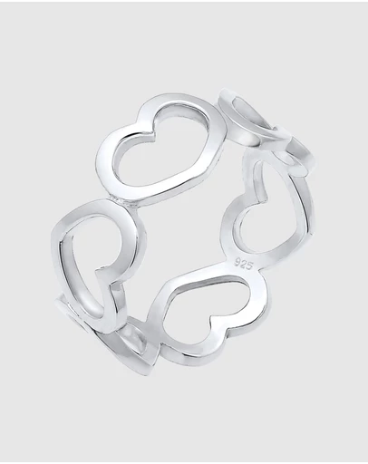 Elli Jewelry - Ring Band Hearts Symbol Trend in 925 Sterling Silver