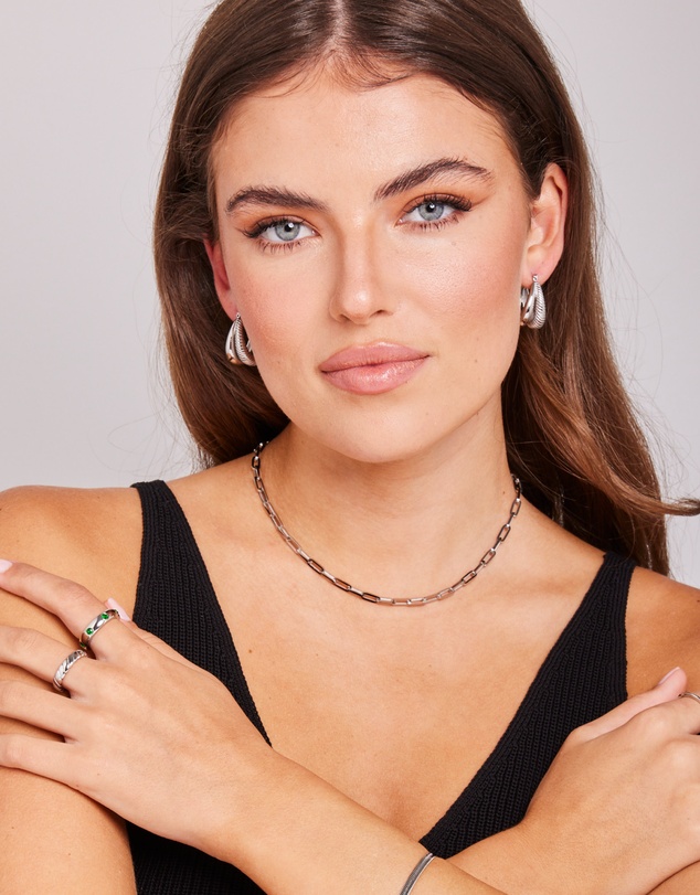 Zoe Olivia - Waterproof Ribbed Double Hoops