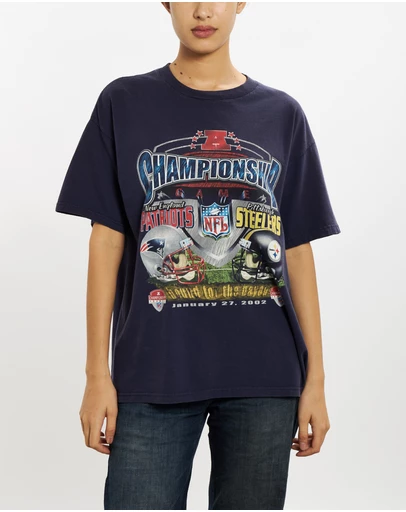 Vintage by The Real Deal - Pre Loved - Vintage NFL Patriots v Steelers Championship Tee