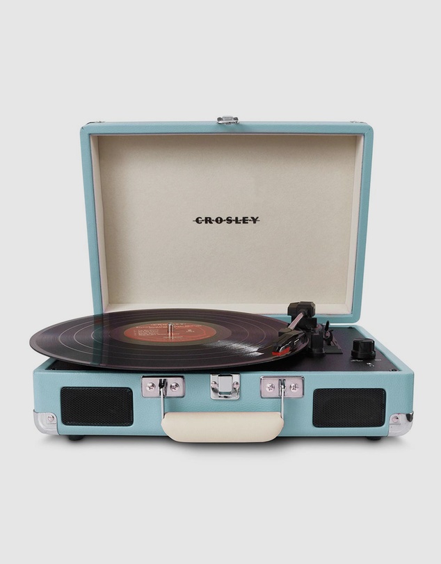 Crosley - Crosley Cruiser Bluetooth Portable Turntable - Turquoise + Bundled Crosley Record Storage Crate
