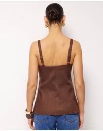 AERE - Gia Button Front Linen Cami
