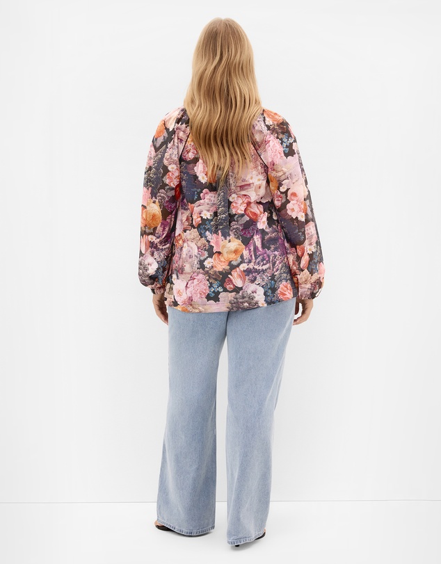 City Chic - Plus size Thea Bloom Print Shirt - rose