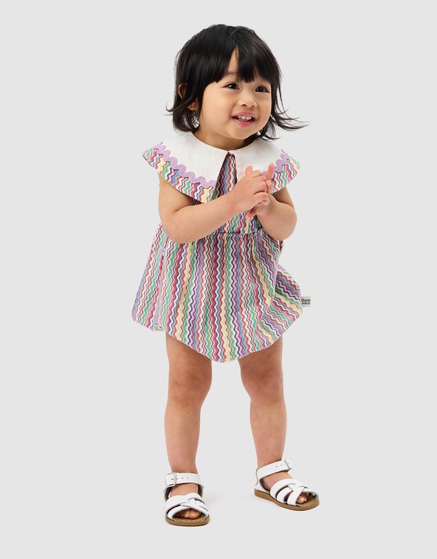 Goldie + Ace - Ric Rac Ava Collared Romper - Babies