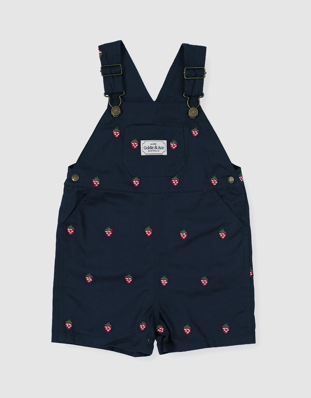 Goldie + Ace - Mini Strawberry Embroidered Burton Overalls - Babies-Kids