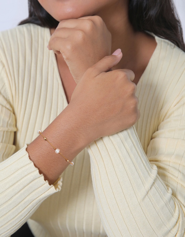 Elli Jewelry - Freshwater Pearl Bracelet in Gold-Plated 925 Silver