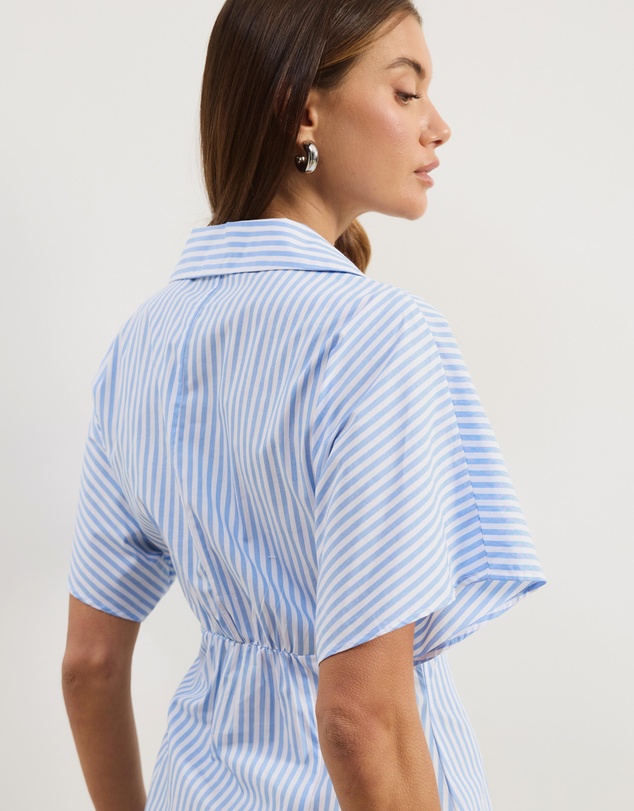 Atmos&Here - Isobel Cotton Poplin Stripe Shirt Midi Dress