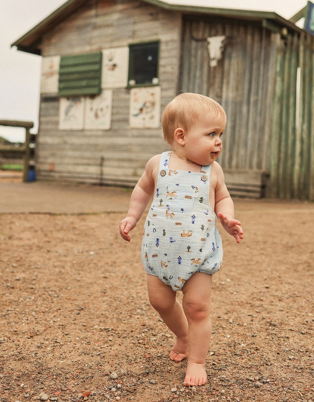 Kynd Baby - Woven Romper in Country Blue