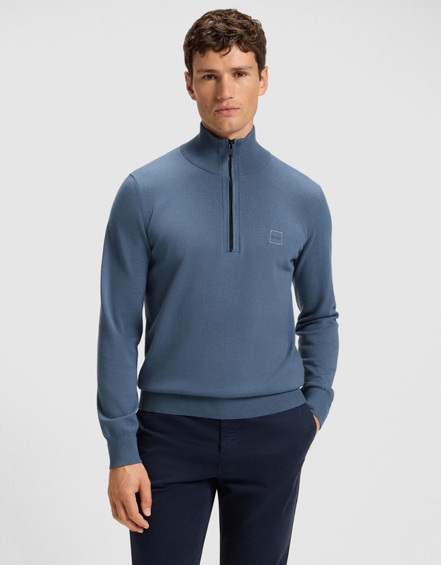 BOSS - Cotton-Cashmere Sweater With Zip Collar
