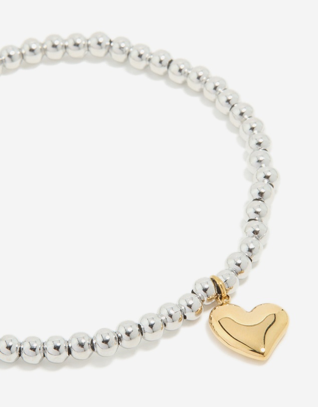 Lovisa - Waterproof Stainless Steel Heart Pendant Stretch Bracelet
