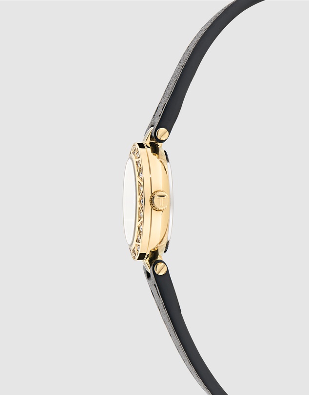 Ted Baker - Jolyye Crystal 24mm Gold-Tone Black Leather Watch