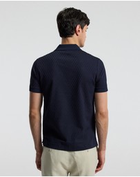 Calibre - Textured Open Neck Polo Navy