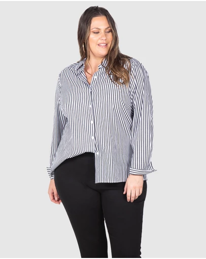 Love Your Wardrobe - Ella Stripe Button-Up Shirt