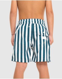 Tolu Australia - Boys Swim Shorts With Navy Blue Stripes