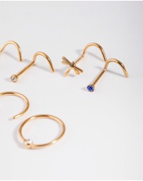 Lovisa - Surgical Steel Diamante Animal Nose Ring 6-Pack