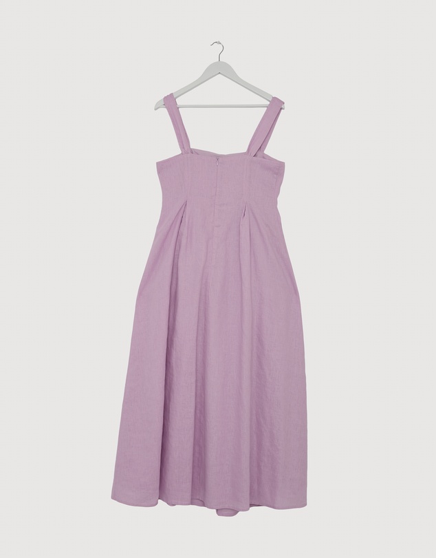 Revibe - Repaired AERE Inara Pleated Linen Midi Dress - AU 14