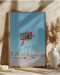 Olive et Oriel - Roy's Motel Cafe Retro Sign by Tom Windeknecht Art Print