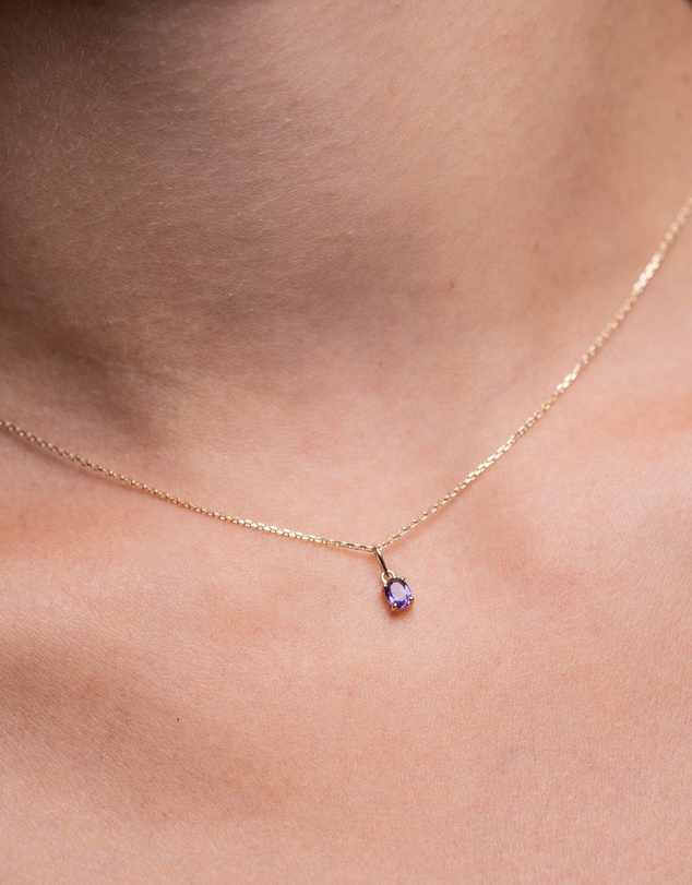 Luna Rae - Solid Gold - Amethyst Necklace