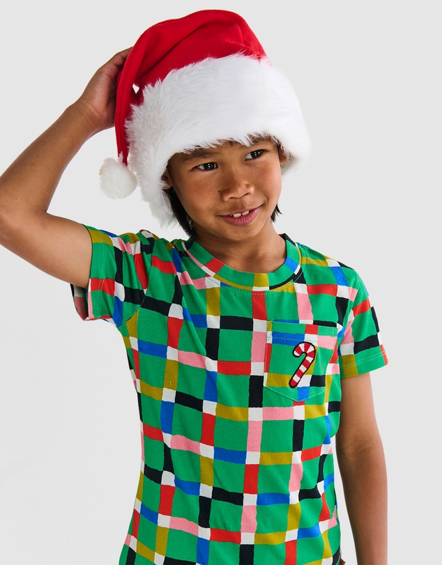 Kip&Co - Christmas Organic Cotton Short Sleeve Tee & Shorts Pyjama Set - Teens