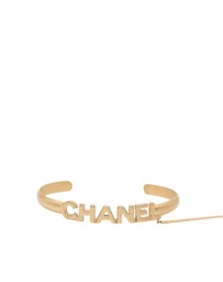 Pre-Loved by Azura Reborn - Pre-Loved CC Gold Plated Rhinestone Logo Cuff Bracelet and Ring Set