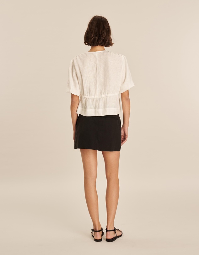 AERE - Linen Gathered Tie Front Top