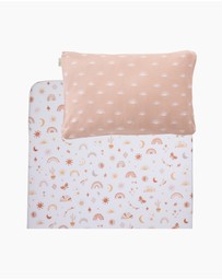 Living Textiles - Organic Port-a-Cot Fitted Sheet & Pillowcase - Bohemian Bliss