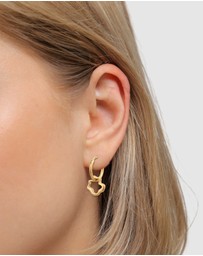 Elli Jewelry - Earrings Hoop Flower Design 925 Sterling Silver Gold Plated