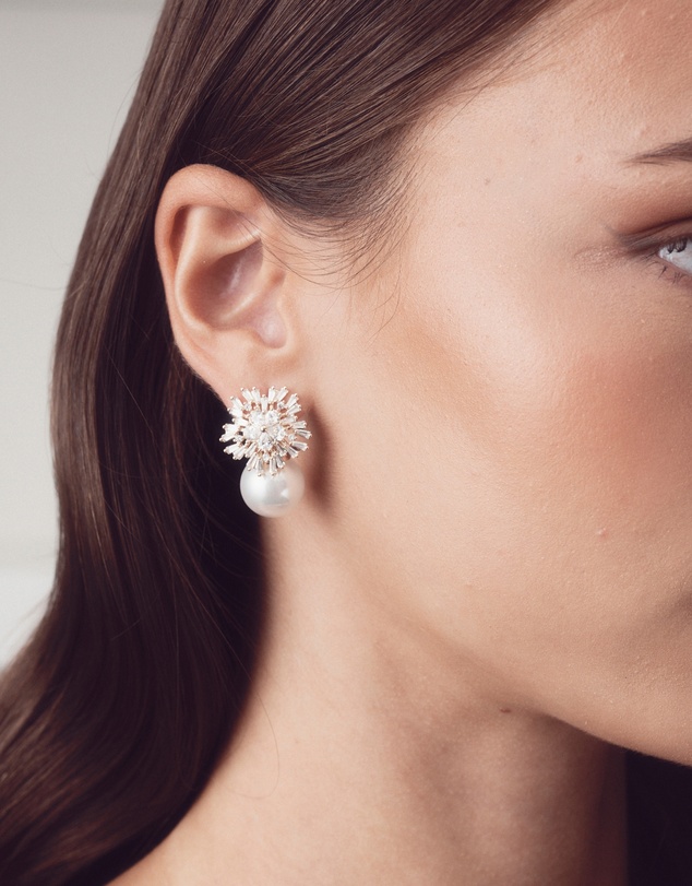 The White Collection - Ivy - Statement Gold Pearl Bridal Earrings
