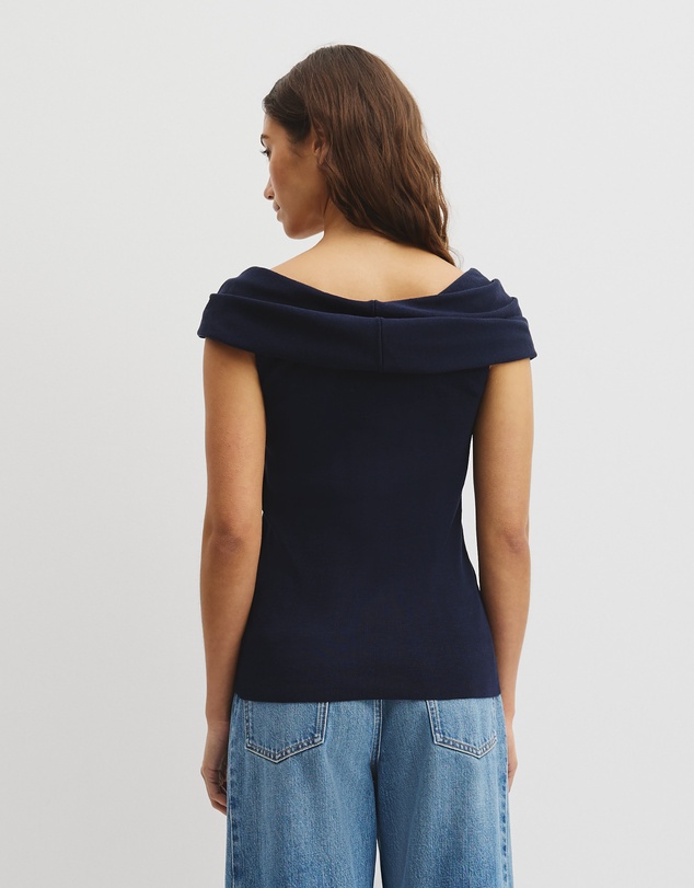 Country Road - Fold Over Knit Top