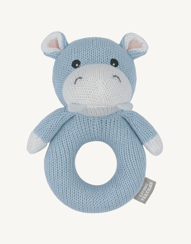 Living Textiles - Knitted Ring Rattle - Henry the Hippo