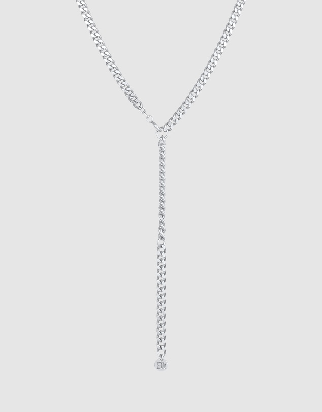Elli Jewelry - Necklace Curb Y-Chain Layerlook Adjustable in 925 Sterling Silver