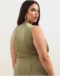 Atmos&Here Curvy - Jasmine Lace Trim Satin Midi Dress