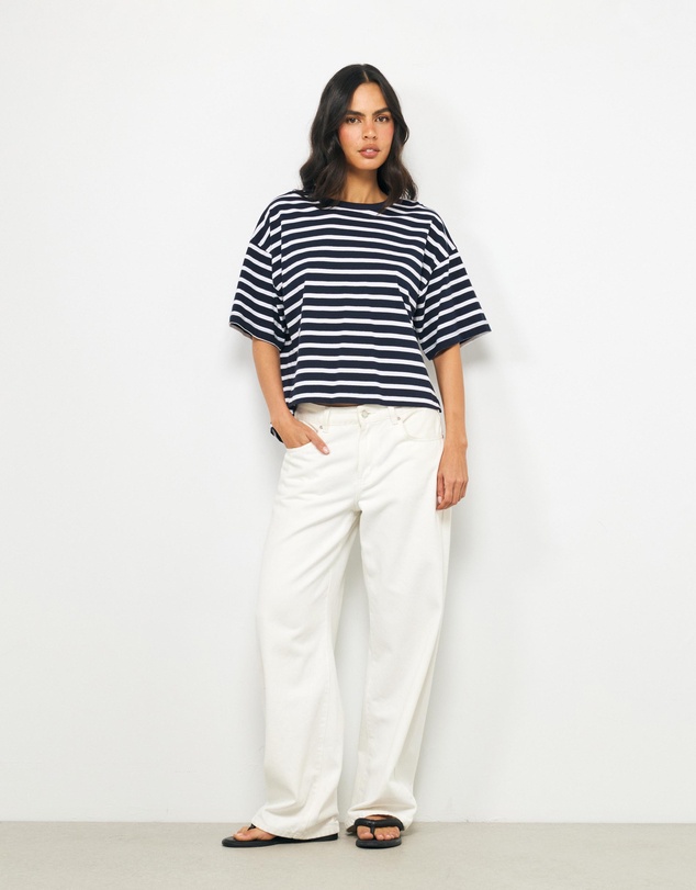 AERE - Layla Stripe Boxy Tee