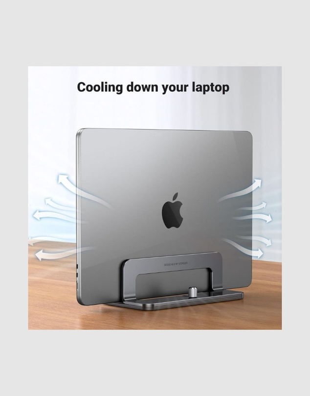 Ugreen - UGREEN Vertical Laptop Stand for Desk Adjustable Aluminum Holder for Laptops up to 17.3