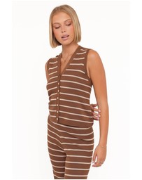 Petal & Pup - Juna Knitted Pant Set - Brown/Cream Stripe