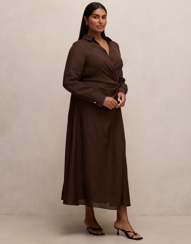 Forever New Curve - Francesca Curve Button Shirt Midi Dress