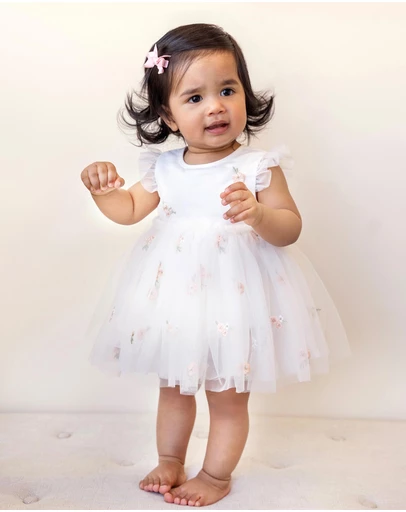 Bebe by Minihaha - Floral Embroidered Tulle Overlay Dress - Babies