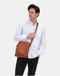 Pierre Cardin - Pierre Cardin Men's Leather Rustic Crossbody Bag