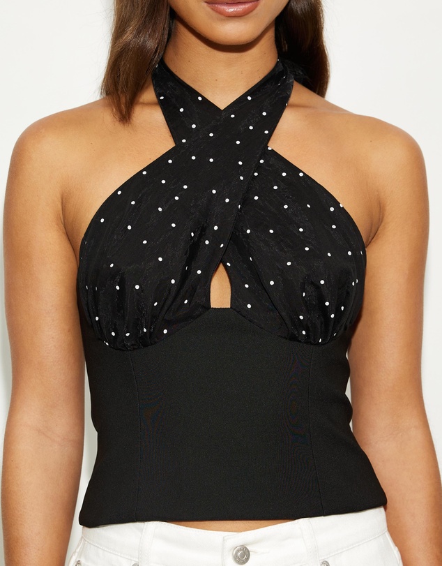 Dazie - Grace Polka Dot Halter Top