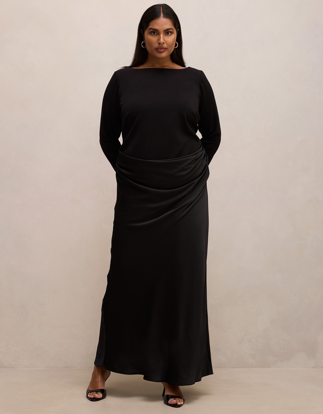 Forever New Curve - Briella Curve Boat Neck Draped Maxi Dress