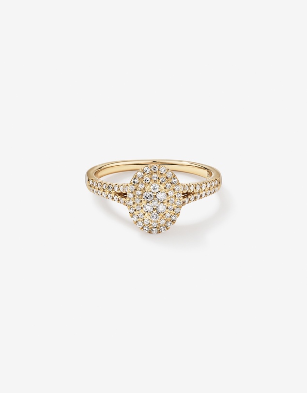 Michael Hill - 0.30 Carat TW Oval Shaped Cluster Diamond Halo Engagement Ring in 10kt Yellow Gold