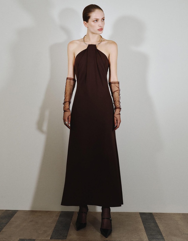 M.N.G - Fine-Knit Dress With Choker Collar