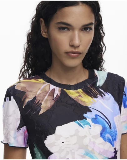 Desigual - Textured floral T-shirt