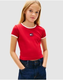Tommy Hilfiger - Heritage Flag Ribbed Extra Slim T-Shirt - Kids