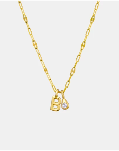 Zoe Olivia - 14K Gold Vermeil Imprint Initial B Cubic Zirconia Necklace