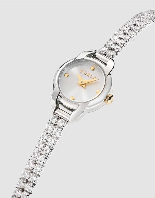 Furla - Mini Shape Silver-Tone with Crystals Bracelet Watch