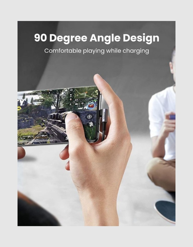 Ugreen - UGREEN 90 Degree Angle USB-C Male to USB-A Male Braided Cable 1m