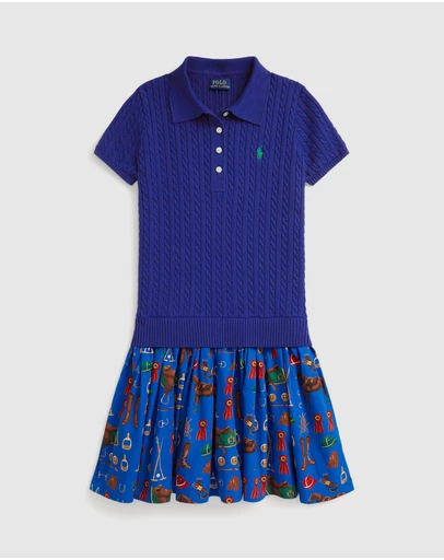 Polo Ralph Lauren - Equestrian-Print Mini-Cable Cotton Dress - Teens