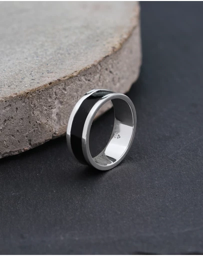 Kuzzoi - ICONIC EXCLUSIVE - Enamel Band Ring in 925 Sterling Silver