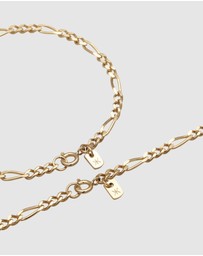 Kuzzoi - ICONIC EXCLUSIVE - Jewelry Set Men Figaro Chain in 925 Sterling Silver Gold Plated