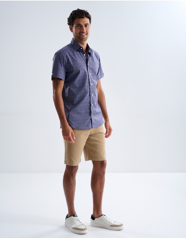 3 Wise Men - 3 Wise Men Isle Print Short Sleeve Shirt